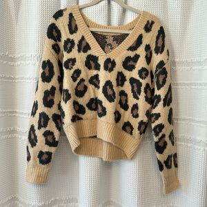 V neck or crew cheetah sweater